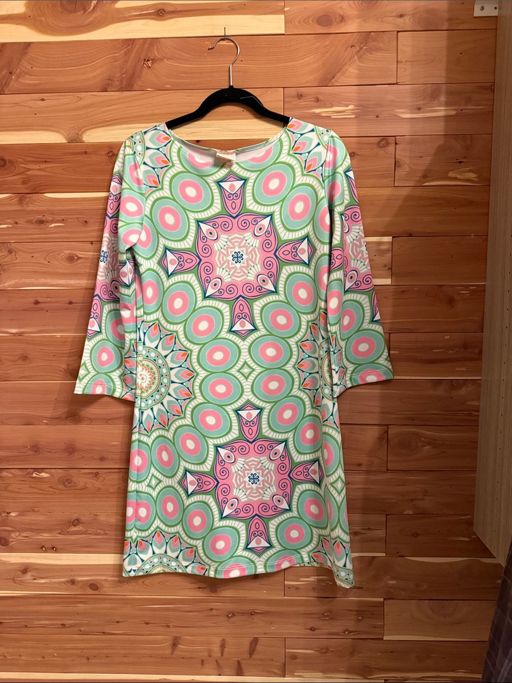 Printed Midi Dress in Mint & Pink